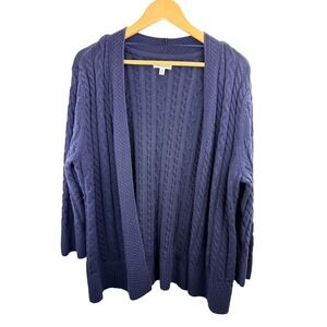 Croft & Barrow Women's‎ Navy Blue Cable Knit Open Front Cardigan XL Comfy Preppy